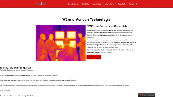 Website Screenshot: WMT Thermosysteme GmbH - Infrarot Lösungen • WMT • Hersteller aus Österreich - Date: 2023-06-15 16:02:34