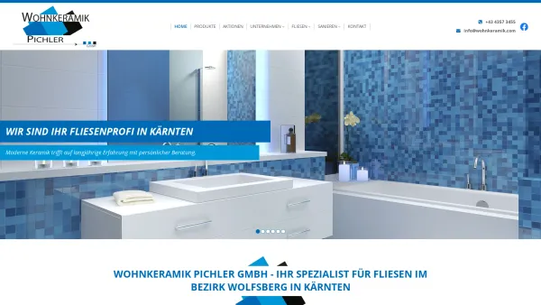 Website Screenshot: Wohnkeramik Pichler GmbH - Ihr Fliesen-Profi in Wolfsberg in Kärnten - Wohnkeramik Pichler GmbH in Sankt Paul im Lavanttal - Date: 2023-06-15 16:02:34