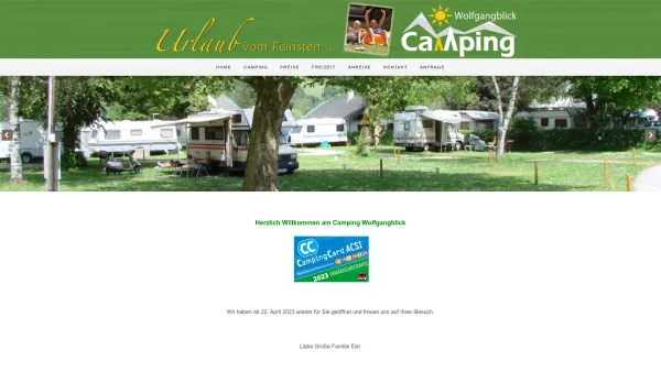 Website Screenshot: August Eisl Wolfgangblick - Camping Wolfgangblick - Home - Date: 2023-06-14 10:46:22