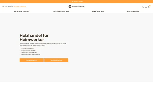 Website Screenshot: Woodchecker GmbH - Holzplatten und Möbel nach Maß online kaufen | Woodchecker - Date: 2023-06-15 16:02:34