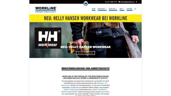 Website Screenshot: WORKLINE Andreas Malak GmbH - WORKLINE - Arbeitskleidung, Berufsbekleidung, Arbeitsschutz - Date: 2023-06-14 10:46:22