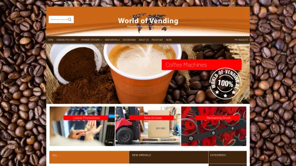 Website Screenshot: Warenautomaten, Kaffeeautomaten, Getränkeautomaten, Münzwechsler, gebraucht, Grosshandel, Import-Export, Einzelhandel - World of Vending - Date: 2023-06-26 10:25:18