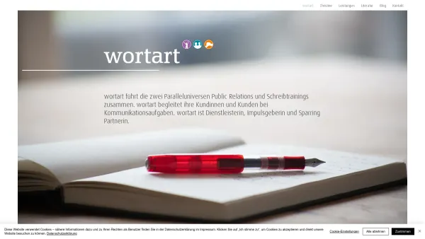 Website Screenshot: wortart Agentur für Kommunikation - wortart | PR-Agentur, Schreibtrainings, Text | Wien - Date: 2023-06-26 10:25:18