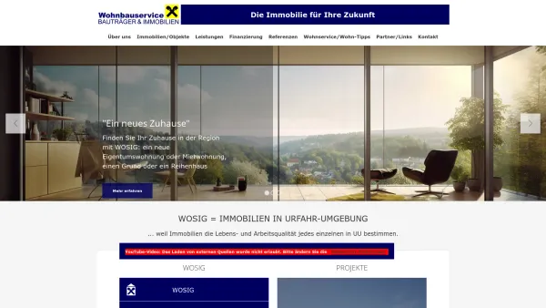 Website Screenshot: WOHNBAUSERVICE Bauträger Immobilien Gesellschaft - Immobilien, Häuser, Wohnungen, Bauträger - wosig - Date: 2023-06-15 16:02:34