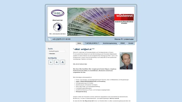 Website Screenshot: WRL Werner R. Lindermaier - Vermögensberater 3400 Klosterneuburg - Vermögensberatung 3400 Klosterneuburg - Werner R. Lindermaier - Date: 2023-06-26 10:25:18
