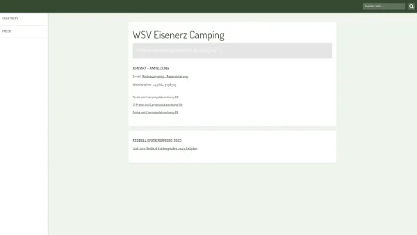 Website Screenshot: WSV Eisenerz - WSV Eisenerz Camping - Date: 2023-06-14 10:46:25