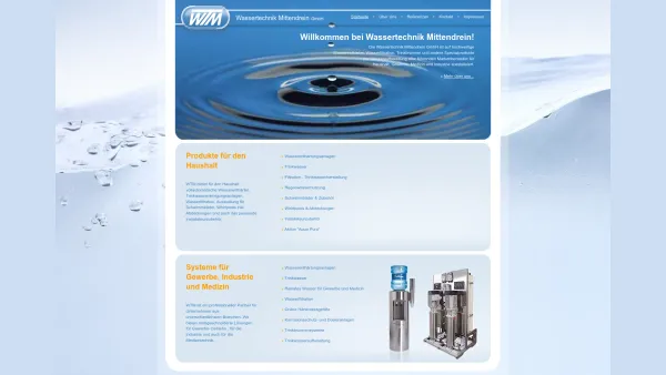 Website Screenshot: Wassertechnik MittendreGmbH - Willkommen bei Wassertechnik Mittendrein - Date: 2023-06-26 10:25:21