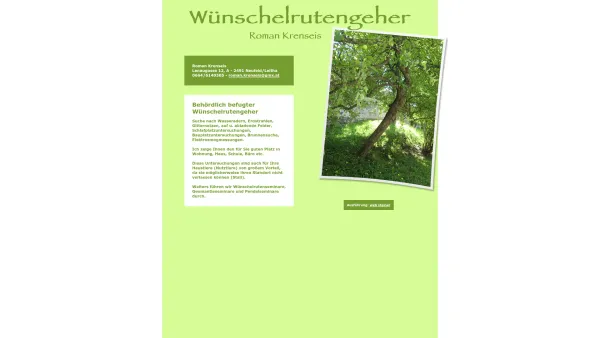 Website Screenshot: Wünschelrutengänger, behördlich befugter Wünschelrutengänger, Radiästhet - Wünschelrutengeher Roman Krenseis - Date: 2023-06-26 10:25:21