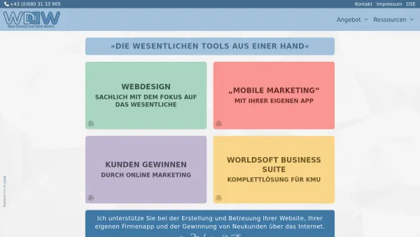 Website Screenshot: Webdesign & Werbung Dietmar Würfl - Angebot für mehr Kontakte, Umsatz und Gewinn › Web Design Dietmar Würfl - Date: 2023-06-26 10:25:21