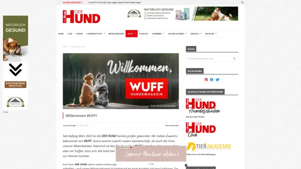 Website Screenshot: WUFF Das Hundemagazin - Willkommen WUFF! » DER HUND - Date: 2023-06-26 10:25:21