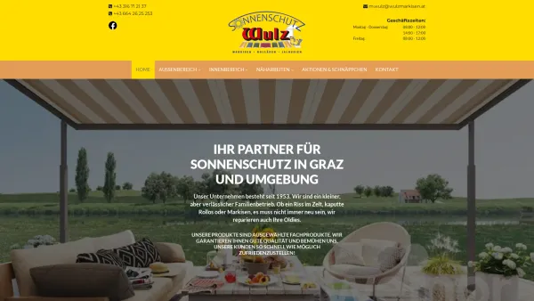 Website Screenshot: Monika www.wulzmarkisen.at Markisen Rollladen Jalosien - Sonnenschutz, Markisen und Jalousien in Graz - Date: 2023-06-14 10:46:25