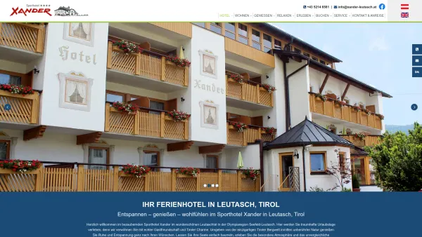 Website Screenshot: Sporthotel Xander Olypiaregion Seefeld-Leutasch, Tirol Aparthotel Xander GmbH - Ihr Ferienhotel in Leutasch, Tirol - Sporthotel Xander - Date: 2023-06-26 10:25:24