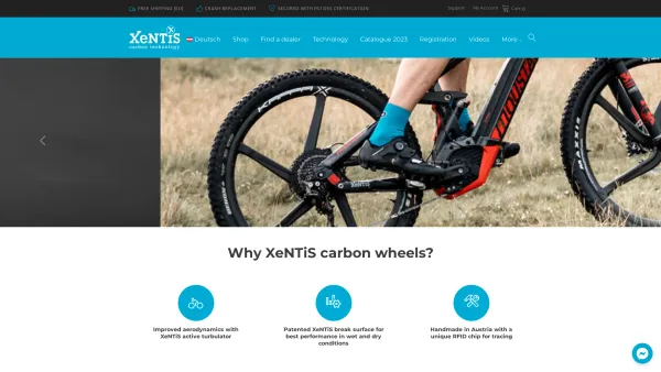 Website Screenshot: Xentis - XENTIS carbon technology - carbon wheels improve aerodynamics and are harmonically balanced - Date: 2023-06-26 10:25:24