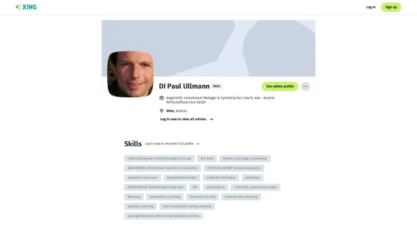 Website Screenshot: Paul Ullmann Coaching & Innovationsmanagement - DI Paul Ullmann - Investment Manager & Systemischer Coach - aws - Austria Wirtschaftsservice GmbH | XING - Date: 2023-06-26 10:26:52