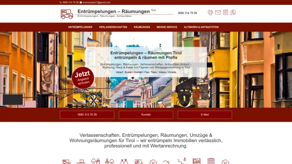 Website Screenshot: Entrümpelungen Tirol - Entrümpelungen - Räumungen - Verlassenschaften Tiirol - Date: 2023-06-26 10:26:16