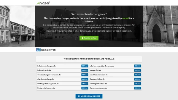 Website Screenshot: Terrassenüberdachungen Wintergärten - This domain has been registered for a customer by nicsell - Date: 2023-06-26 10:23:07