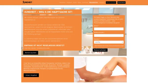 Website Screenshot: Xundheit Therapie und Prophylaxe e.U. Kremsmünster Steyr Molln Steinbach/Steyr - - XUNDHEIT – Physiotherapie in Oberösterreich - Date: 2023-06-26 10:25:27