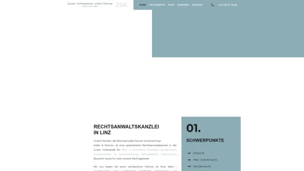 Website Screenshot: Rechtsanwälte Zauner Mühlböck & Partner - Home - ZSK Rechtsanwälte in Linz - Date: 2023-06-15 16:02:34