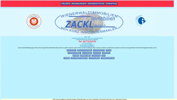 Website Screenshot: Immobilien Zackl Ges.m.b.H. - IMMOBILIEN ZACKL HOME - Date: 2023-06-26 10:25:30