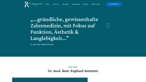 Website Screenshot: Zahnarzt Dr. Antretter Raphael - Zahnarzt Innsbruck - ? Praxis Dr. Antretter Raphael - Innrain 63 - Date: 2023-06-14 10:36:53
