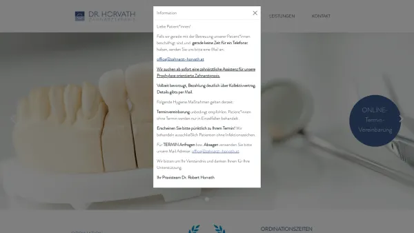Website Screenshot: Praxis Dr. Horvath - Startseite - Zahnarzt Dr. Horvath - Date: 2023-06-26 10:25:28