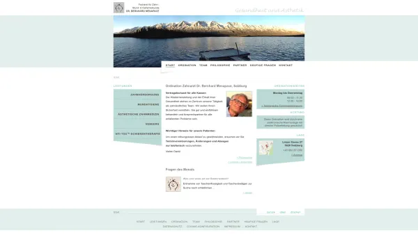 Website Screenshot: Ordination Zahnarztpraxis Dr. Bernhard Menapace - Zahnarzt Salzburg, Zahnärzte Praxis Menapace: Zahnimplantate Mundhygiene, Prophylaxe und Veneers - Date: 2023-06-15 16:02:34