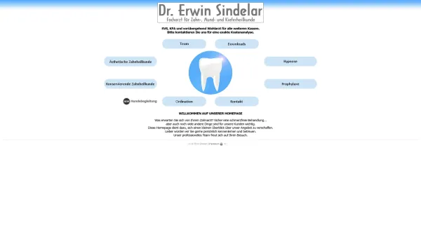 Website Screenshot: Zahnarzt Dr. Erwin Sindelar - ZAHNARZT Dr. Erwin Sindelar - Date: 2023-06-26 10:25:30
