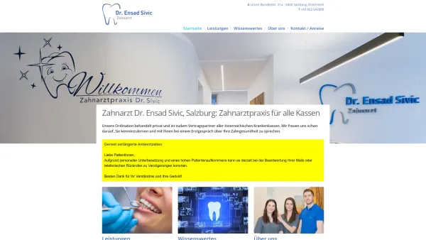 Website Screenshot: Zahnarztordination Dr. Ensad Sivic, Salzburg - Zahnarzt Salzburg Dr. Sivic: Zahnkrone Zähne bleichen Mundhygiene - Date: 2023-06-26 10:25:30
