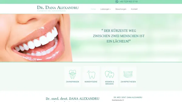 Website Screenshot: Dr. med. dent. Dana Alexandru - Zahnarzt in Traun/Linz - Dr. med. dent. Dana Alexandru - Date: 2023-06-14 10:46:53