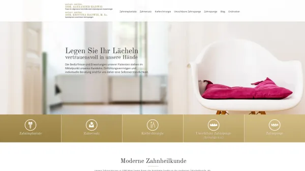 Website Screenshot: DDr. Alexander Hadwig - Zahnarzt 1090 Wien | Zahnarztpraxis Hadwig - Date: 2023-06-14 10:46:27