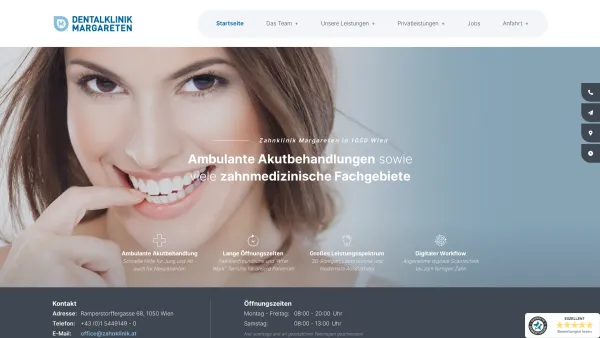 Website Screenshot: Dentalklinik Margareten - Zahnklinik Margareten in Wien | Ihre Zahnärzte sind für Sie da! - Date: 2023-06-15 16:02:34