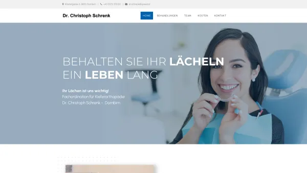 Website Screenshot: Dr. Christoph Schrenk - Kieferorthopädie in Vorarlberg | Dr. Christoph Schrenk - Date: 2023-06-15 16:02:34