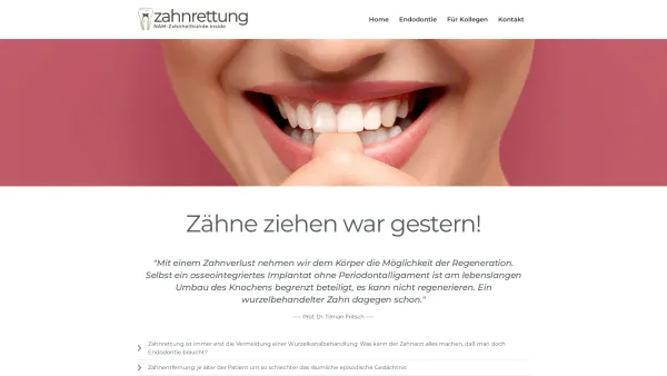 Website Screenshot: Endodontie Praxis für Mikroendodontie Lasertherapie - Zahnrettung - Endodontie – Zähne ziehen war gestern! - Date: 2023-06-26 10:25:30