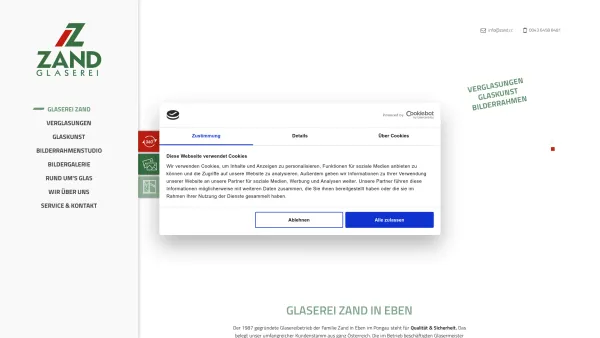 Website Screenshot: Ebener Glaserei Helmut Zand Eben Pongau - Glaserei Zand Eben, Glaserei Zand - Date: 2023-06-26 10:25:30