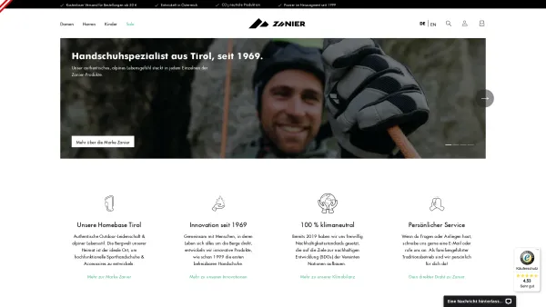 Website Screenshot: Zanier Sport GesmbH - ZANIER Gloves, hochwertige Handschuhe für Outdoor-, Alpin- & Bergsport – Zanier - Date: 2023-06-26 10:25:33
