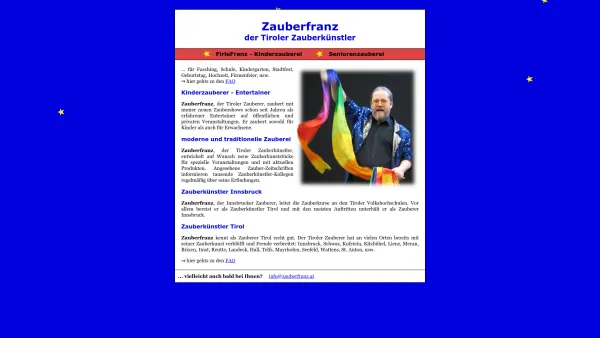 Website Screenshot: Zauberfranz - Zauberfranz - der Tiroler Zauberkünstler - Date: 2023-06-26 10:25:33