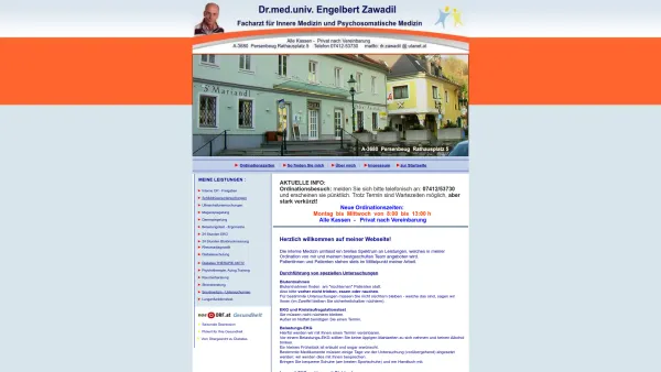 Website Screenshot: Dr. med. univ. Engelbert Zawadil - Internist Dr. Zawadil - Date: 2023-06-26 10:25:33