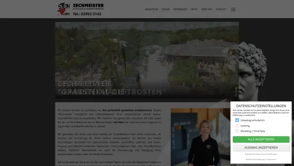 Website Screenshot: Erwin Zechmeister GmbH - Zechmeister | Grabsteine - Grabdenkmäler | Steinmetzmeister Wien Hollabrunn und Niederösterreich - Date: 2023-06-26 10:25:33