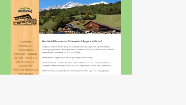 Website Screenshot: Urlaub am Biobauernhof Ferien am Bauernhof Ferienwohnungen beim Veidlerhof - Veidlerhof Biobauernhof Berger - Date: 2023-06-14 10:46:27