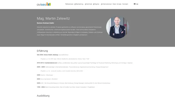 Website Screenshot: Unternehmensberatung Martin Zelewitz - Mag. Martin Zelewitz, Business Developer, Enabler | Aviseo - Date: 2023-06-26 10:25:36