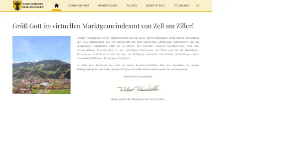 Website Screenshot: zell am ziller index - Marktgemeinde Zell am Ziller, Zillertal - Tirol, Österreich - Date: 2023-06-26 10:25:36