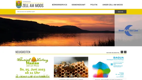 Website Screenshot: Gemeindeamt Zell am Zell am Moos RiS-Kommunal - Zell am Moos - GEM2GO WEB - Startseite - Date: 2023-06-26 10:25:36
