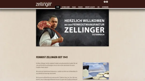 Website Screenshot: Zellinger Filialbetriebs GmbH & Co. KG - Feinkost Zellinger: Österreichische Fleischwaren vom Feinsten! - Date: 2023-06-26 10:25:36