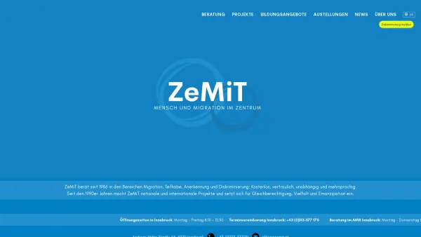 Website Screenshot: ZeMiT Zentrum für MigrantInnen Tirol Aktuelles - ZeMiT - Mensch und Migration im Zentrum - Date: 2023-06-26 10:25:36