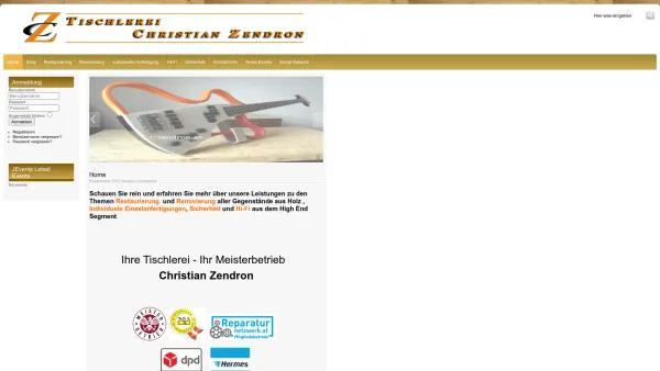 Website Screenshot: Tischlerei Christian Zendron - Home - Date: 2023-06-14 10:38:18