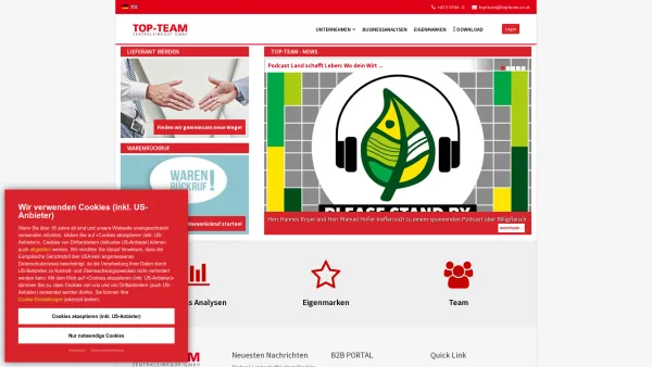 Website Screenshot: Top-Team Zentraleinkauf Gesellschaft mbH - TOP-TEAM Zentraleinkauf GmbH -  Traun - Date: 2023-06-26 10:25:36