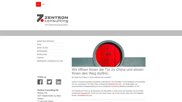Website Screenshot: Zentron Consulting OG - China Marketing | Branding | Markteintritt - Zentron Consulting - Date: 2023-06-26 10:25:36