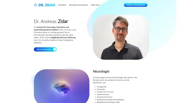 Website Screenshot: zi-dar Handels GmbH - Dr. Andreas Zidar - Neurologie, Psychiatrie - Purgstall an der Erlauf, Hainfeld - Date: 2023-06-14 10:46:27