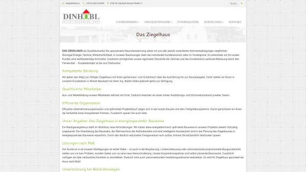 Website Screenshot: DAS ZIEGELHAUS Qualität mit Mehrwert! - Das Ziegelhaus - Dinhobl Bauunternehmung GmbH - Date: 2023-06-26 10:25:36