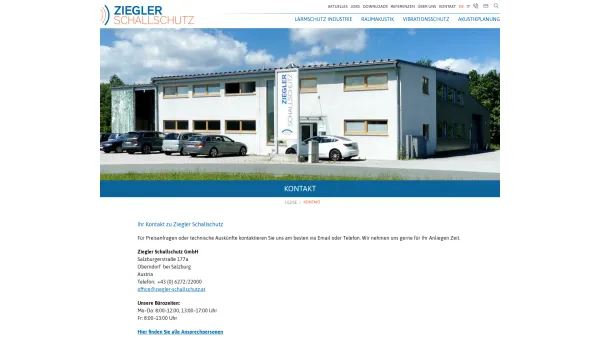 Website Screenshot: Ziegler Schallschutz GmbH - Kontakt – Ziegler Schallschutz - Date: 2023-06-26 10:25:36